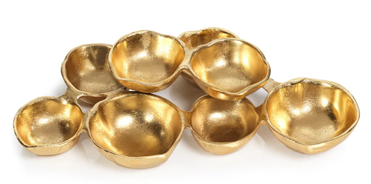 Small Cluster of Eight Serving Bowls - Bright Gold