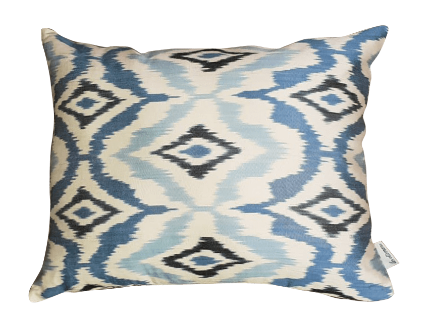 Ikat pillows--silk and velvet cobinations