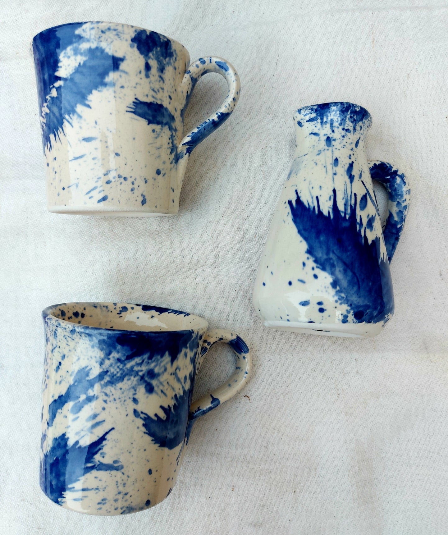 Handmade Ceramic Mug Set 2 (MILK/2 Cups) Blue