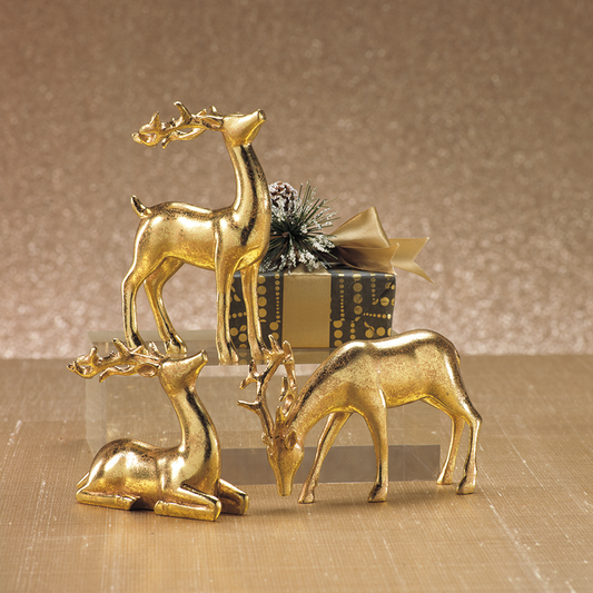 Decorative Gold Reindeer (Sold in Sets of 3 Reindeer)