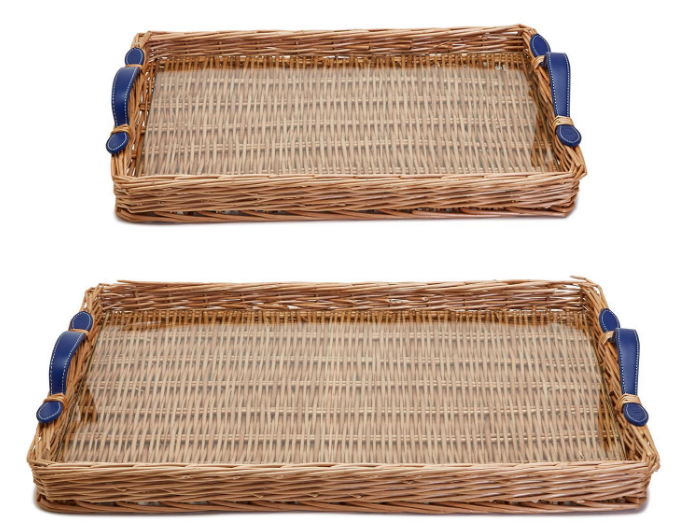Wicker Serving Tray with Leather Handles (Available in 2 sizes)
