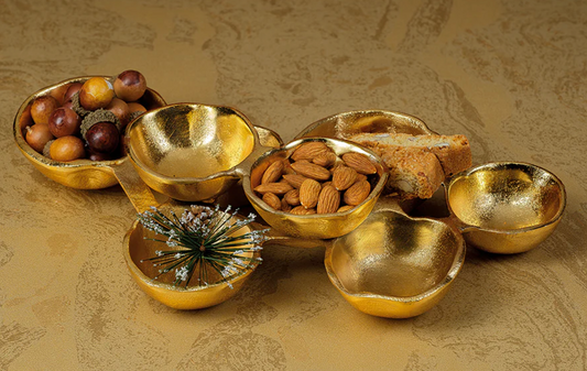 Small Cluster of Eight Serving Bowls - Bright Gold