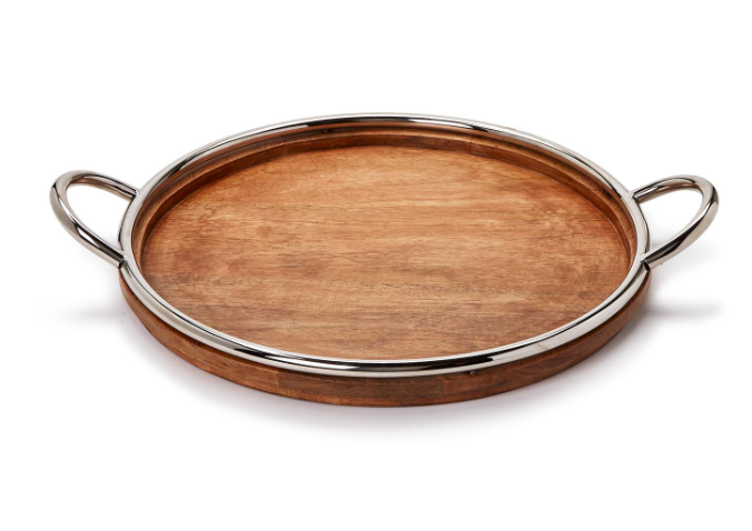 Sound Tray with Silver Rim and Handles