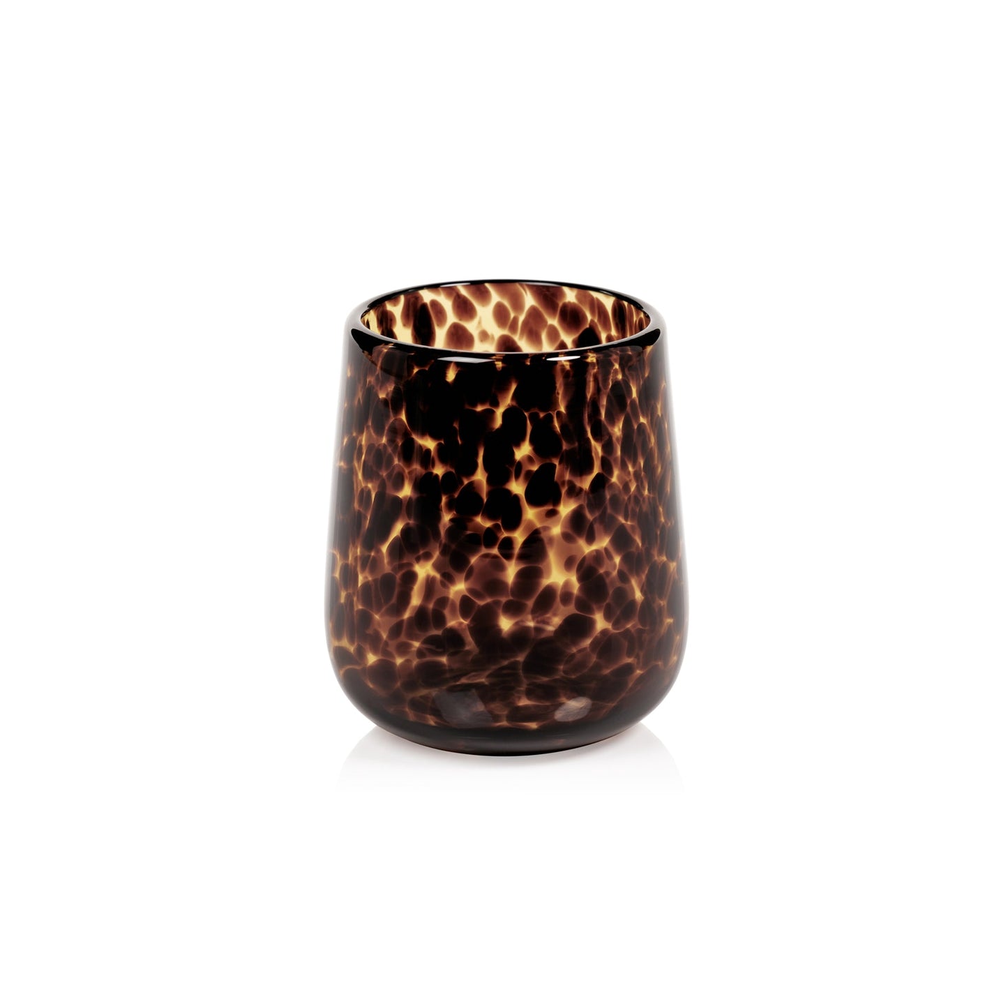 Stemless Tortoise All Purpose Glass - Amber & Black/Amber & Black Spiral sold in Sets of 6