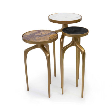 Mixer side tables regina andrew brass base stone top