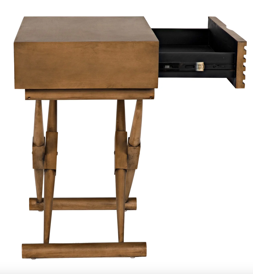 Campaign Side Table, Saddle Brown