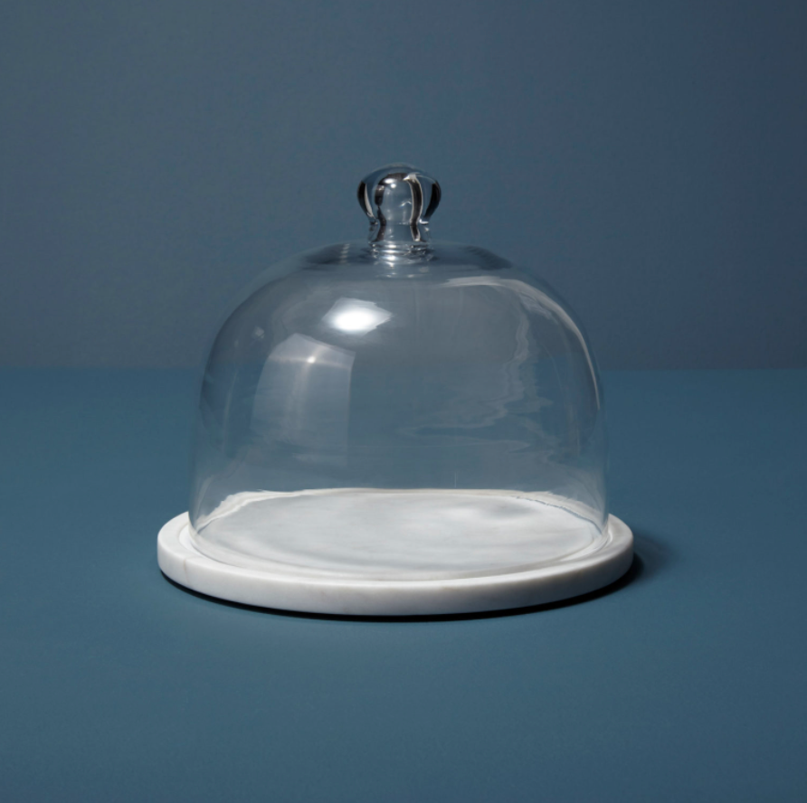 White Marble & Glass Cloche