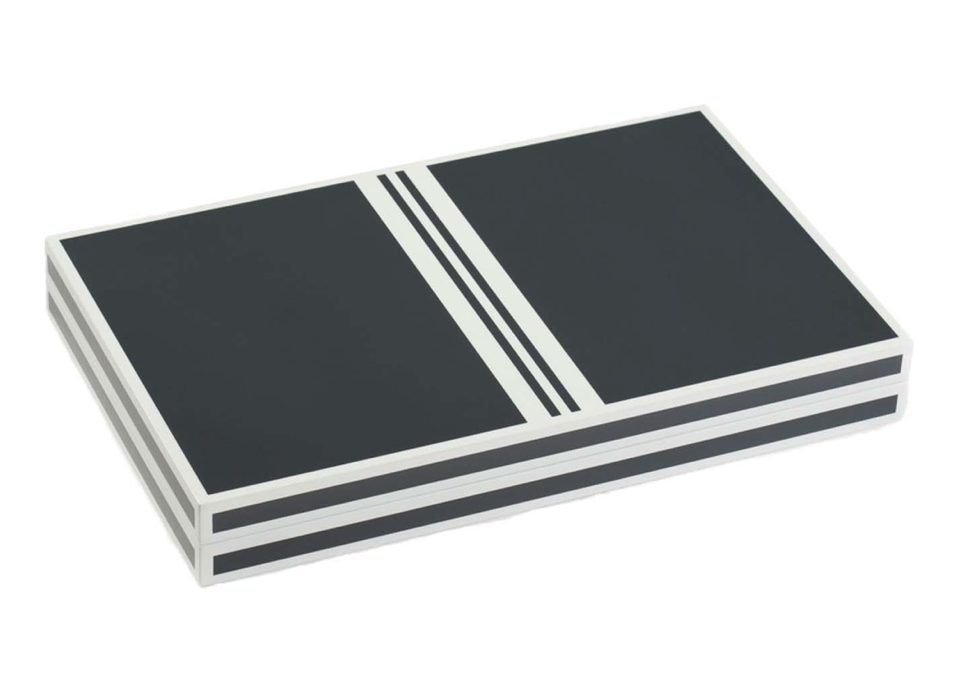 LUXURY LACQUER BACKGAMMON SET IN GREY AND WHITE