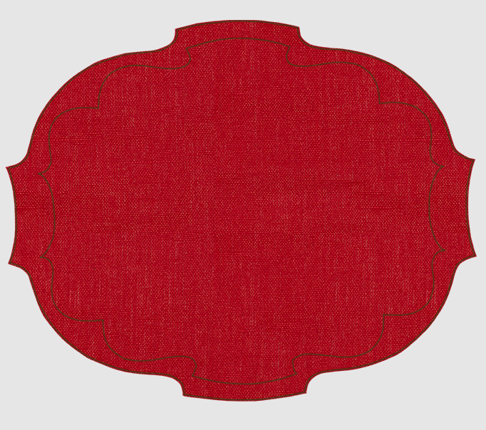 Red and green washable linen placemat