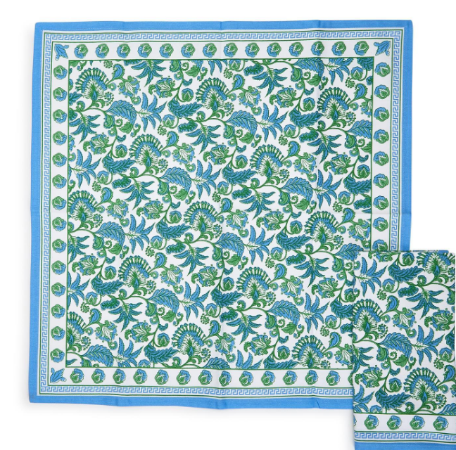 Hampton S/4 Floral Block Print Cloth Napkins