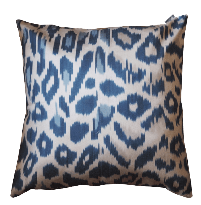 Ikat pillows--silk and velvet cobinations