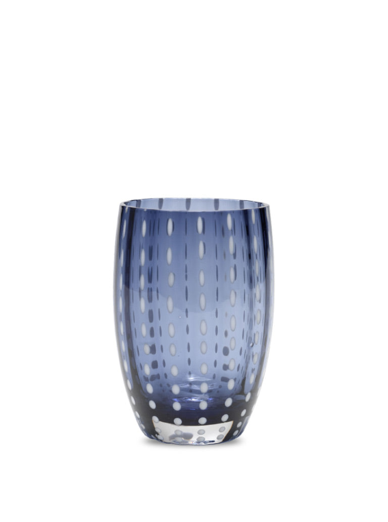 Perle Glass Tumbler in grey/blue (set of 2)